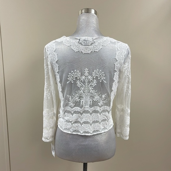 Chris McLaughlin Lace Topper, Lace Cardigan, Off White Size Small NWT - Picture 8 of 11
